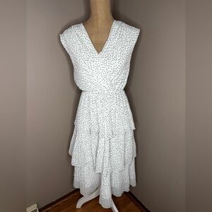 WD.NY Cream V-Neck Cap Sleeve Midi Sundress